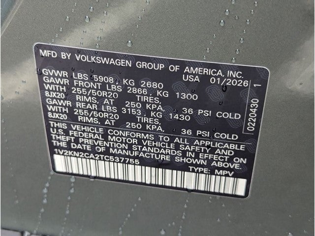 2026 Volkswagen Atlas 2.0T SE W/TECHNOLOGY