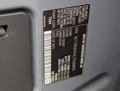 2020 Mercedes-Benz Sprinter 3500 Cargo 144 WB Standard Roof