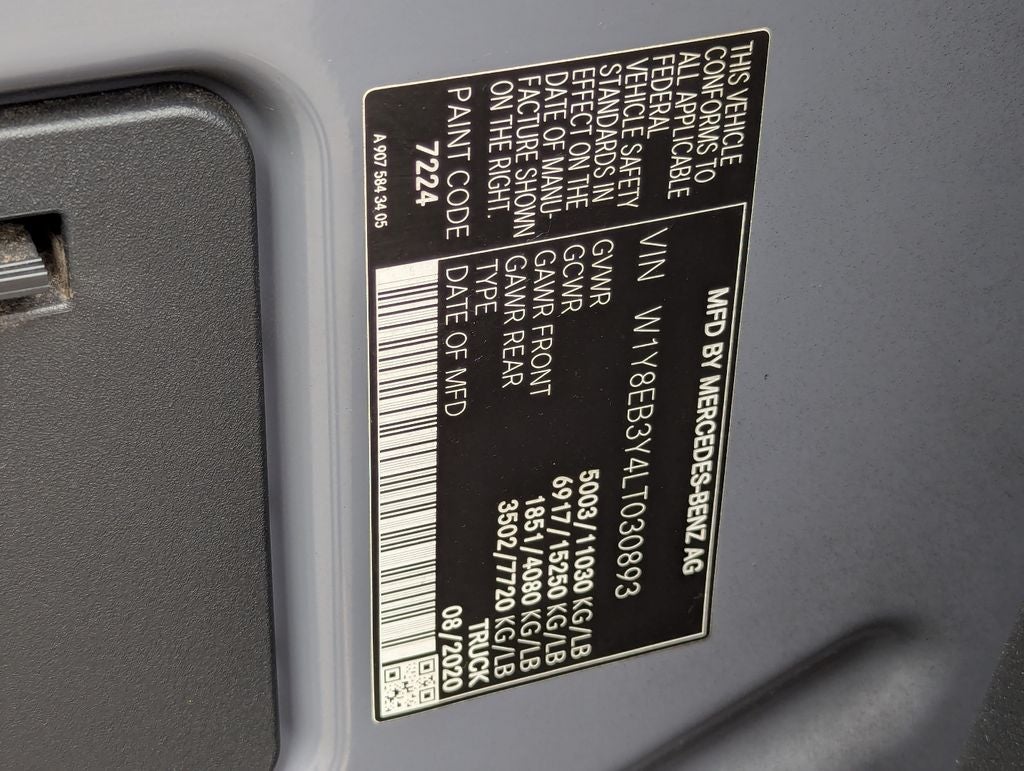 2020 Mercedes-Benz Sprinter 3500 Cargo 144 WB Standard Roof