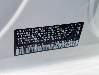 2016 Volkswagen e-Golf SE