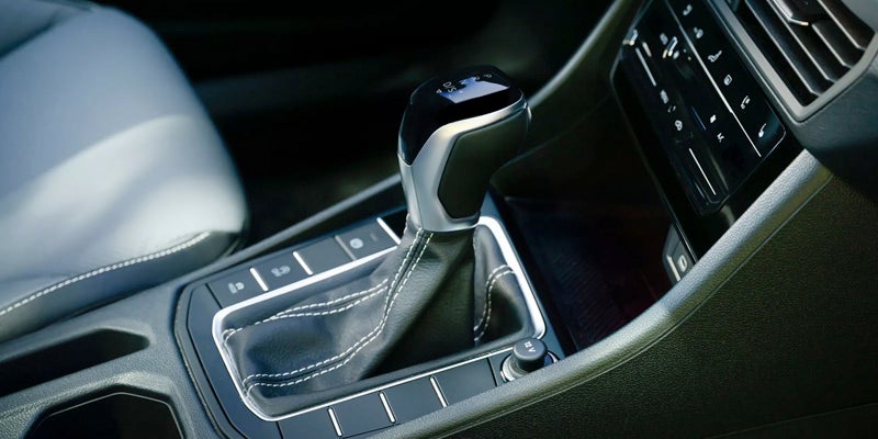 Close-up of a VW automatic gear shift lever.