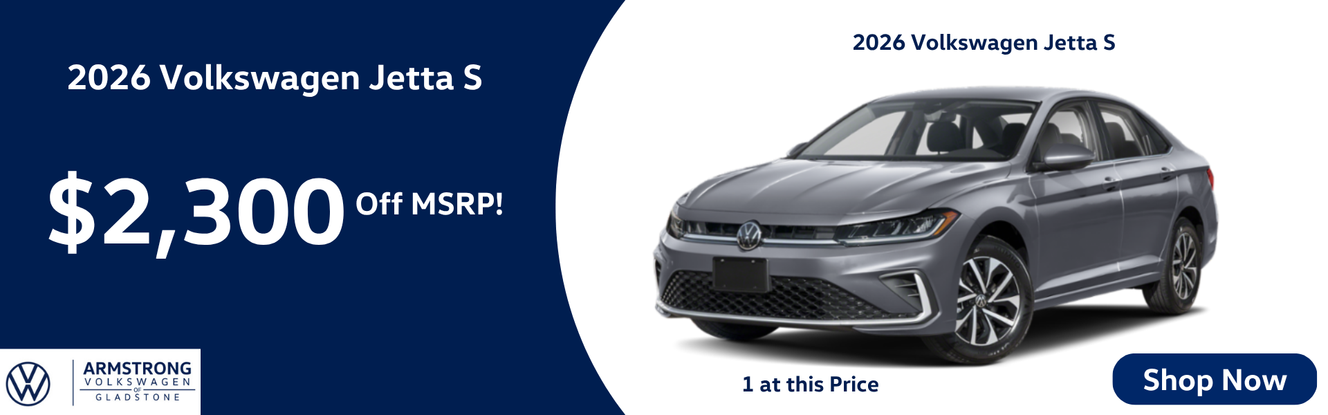 2026 Volkswagen Jetta S $2300 Off MSRP